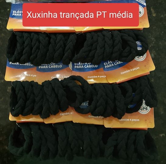Xuxinha de Cabelo Trançada Preto Média c/12 mini cartelas
