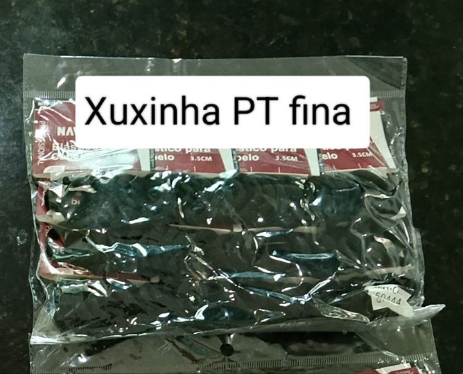 Xuxinha de Cabelo Preta Lisa Fina c/12 mini cartelas
