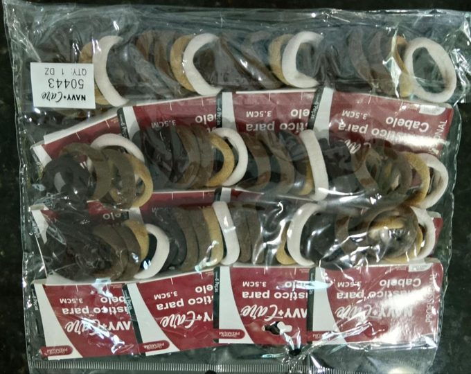 Xuxinha para cabelo fina marrom, 12 Mini cartelas