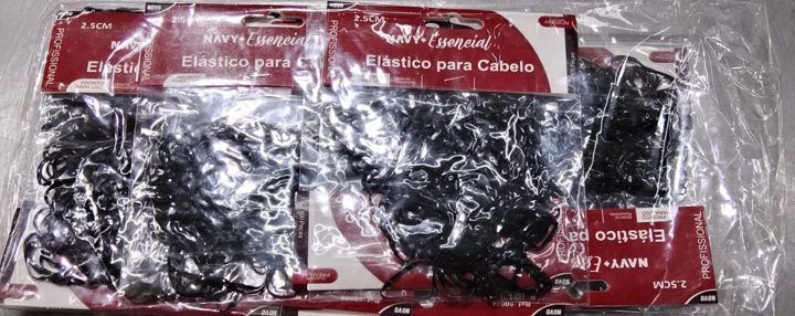 Elástico silicone cabelo preto 2 cm, 12 Mini cartelas